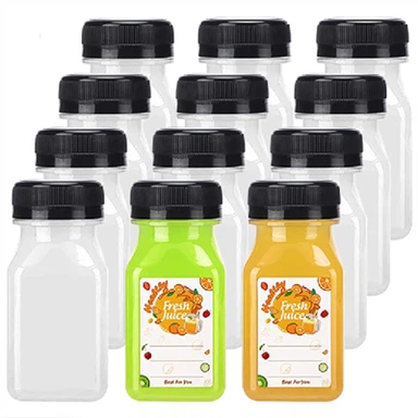 בקבוק מיץ עם מכסים ברורים